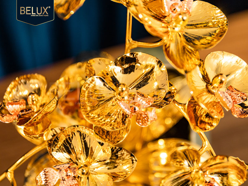 Chậu Lan Mãn Nguyệt mạ vàng 24k&nbsp;18x11x29cm